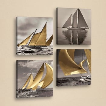 Tablou decorativ din mai multe piese boats, 33 x 33 cm