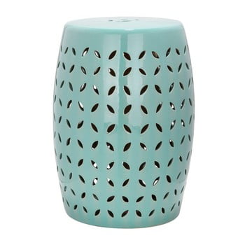 Măsuță din ceramică adecvată pentru exterior safavieh lattice petal, ø 33 cm, albastru turcoaz