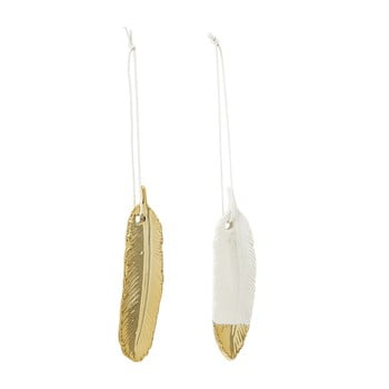 Set 2 decorațiuni suspendate din ceramică bloomingville feather, auriu