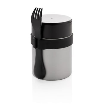 Set termos mâncare solidă și tacâmuri xd collection, 400 ml, argintiu