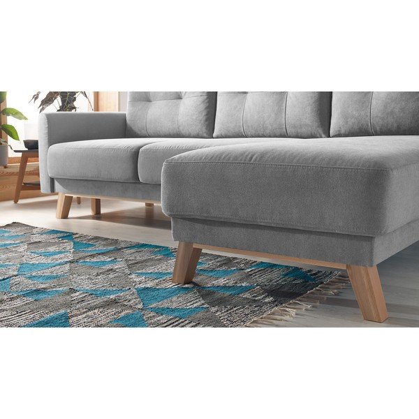 Šedá rozkládací rohová pohovka Bobochic Paris Balio Enjoy, pravý roh