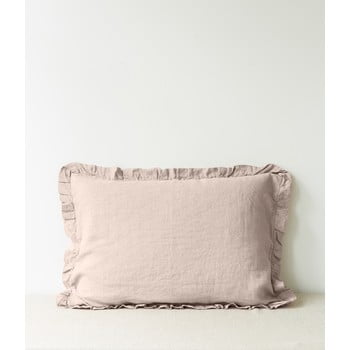 Față de pernă din in cu tiv plisat linen tales, 50 x 60 cm, maro deschis