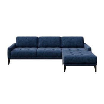 Colțar cu șezlong pe partea dreaptă mesonica musso tufted, albastru