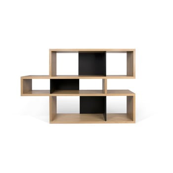 Bibliotecă cu detalii negre temahome london, 34 x 100 cm, maro