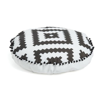 Puf la forma all, Ø 60 cm, alb - negru