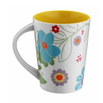 Cană din porțelan flowers, 400 ml, galben