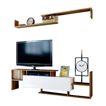 Comodă tv în decor de lemn de nuc rain, alb