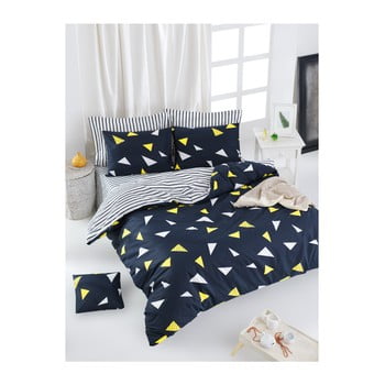 Lenjerie de pat din bumbac ranforce pentru pat de 1 persoană mijolnir lexa dark blue, 140 x 200 cm