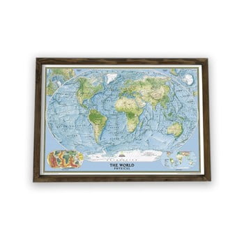 Tablou cu ramă din lemn blue globe, 70 x 50 cm