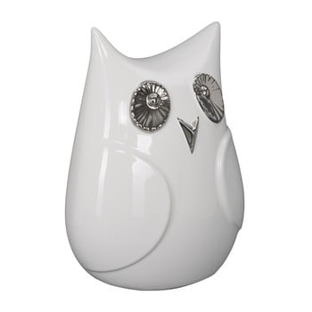 Statuetă decorativă din ceramică mauro ferretti funny owl, înălțime 21 cm, alb