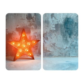 Set 2 suporturi din sticlă pentru protecția aragazului wenko star, 52 x 30 cm