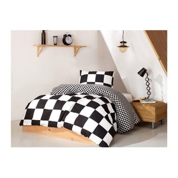Set lenjerie și cearșaf din bumbac pentru pat single prune, 160 x 220 cm