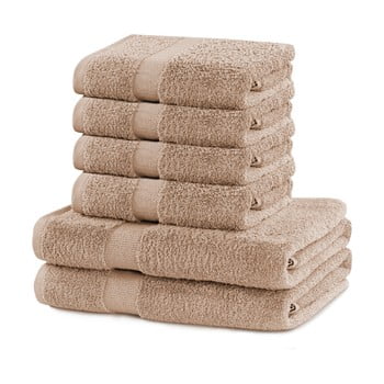 Set 2 prosoape baie și 4 prosoape de mâini decoking marina, bej