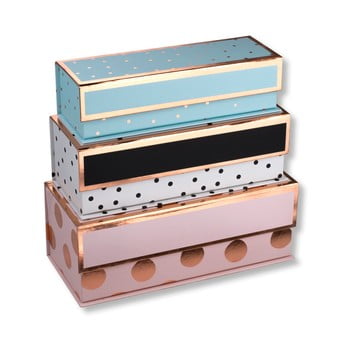 Set 3 cutii colorate pentru depozitare tri-coastal design dots