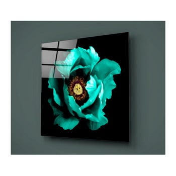 Tablou din sticlă insigne calipsa turq, 30 x 30 cm, negru - turcoaz