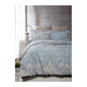 Lenjerie cu cearșaf din bumbac ranforce pentru pat dublu floral, 200 x 220 cm