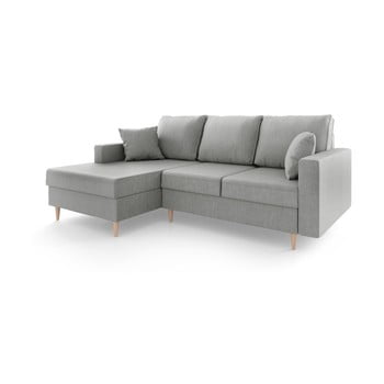 Canapea extensibilă cu 4 locuri și spațiu de depozitare mazzini sofas aubrieta, pe partea stângă, gri
