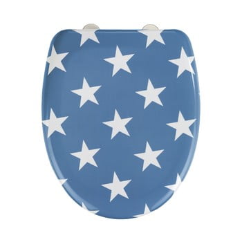 Capac wc cu închidere lentă wenko stella blue stars, 45 x 38 cm, albastru