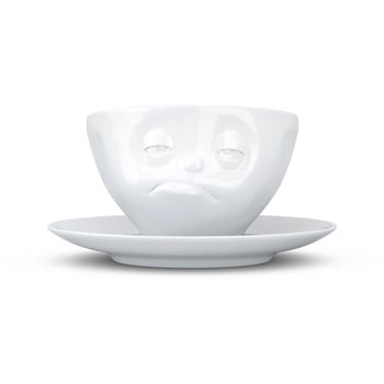 Ceașcă din porțelan cu farfurie, supărăcios, 58products, alb