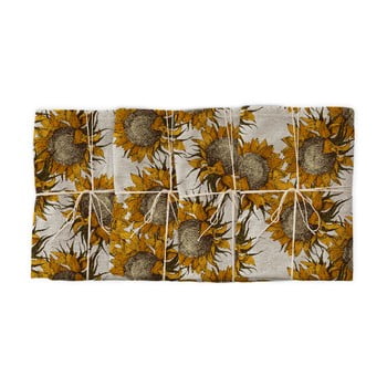 Set 4 șervețele textile linen couture sunflower, lățime 40 cm