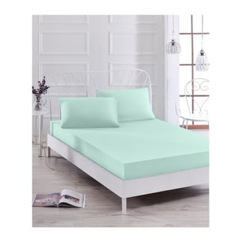 Set cearșaf și 2 fețe de pernă essentiale, 200 x 100 cm, verde mentă