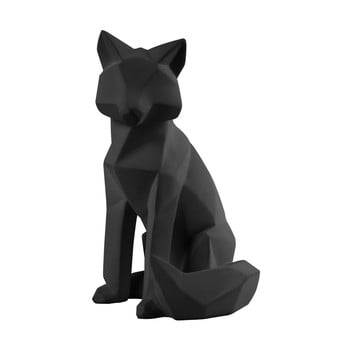 Statuetă pt living origami fox, înălțime 26 cm, negru mat