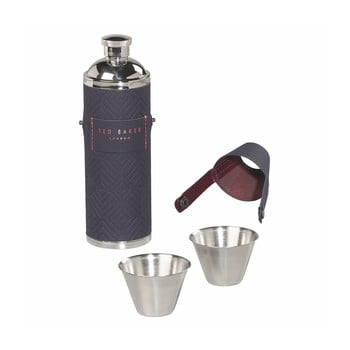 Ploscă și 2 pahare Ted Baker Hip Flask, 350 ml, albastru