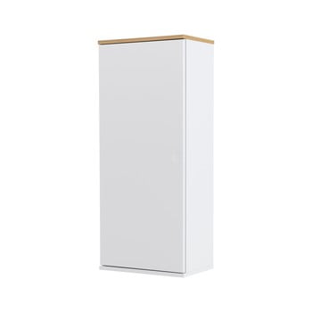 Vitrină cu detalii în decor de stejar cu 1 ușă și 3 rafturi tenzo dot, înălțime 95 cm, alb