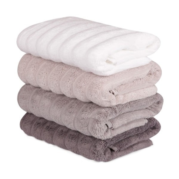 Sada 4 růžovo-bílých bavlněných ručníků Sofia, 50 x 90 cm