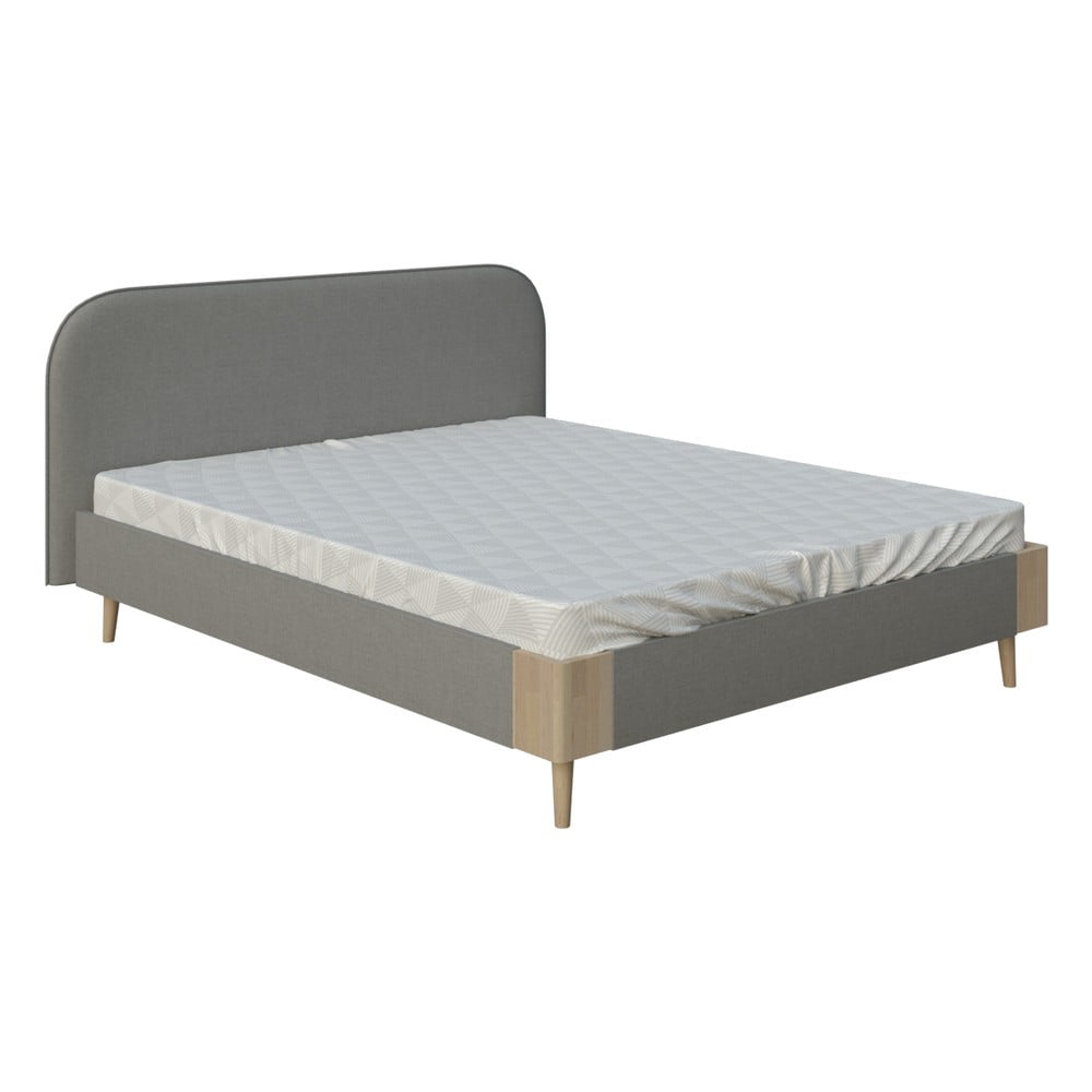 Šedá dvoulůžková postel ProSpánek Lagom Plain Soft, 160 x 200 cm