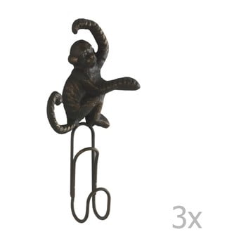 Set 3 cuiere din metal pentru perete geese monkey, gri închis