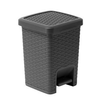 Coș cu pedale pentru baie addis rattan pedal bin charcoal, 5 l, gri