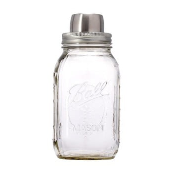 Shaker din sticlă cu dop argintiu w&p design the mason