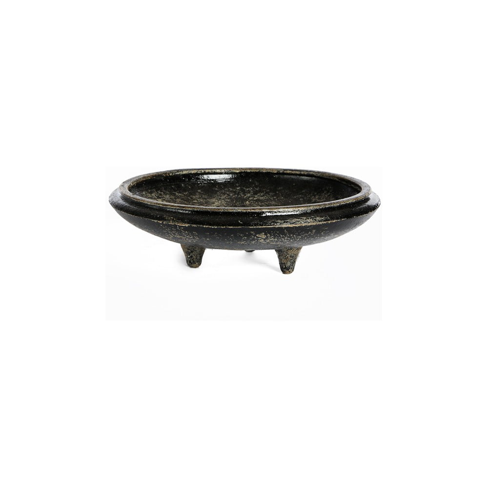 Černý keramický dekorativní servírovací talíř Simla, ⌀ 27 cm