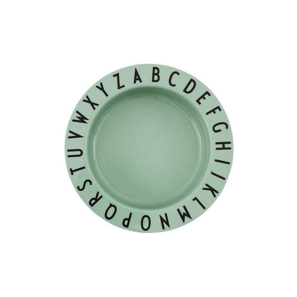 Zelený dětský hluboký talíř Design Letters Eat & Learn, ø 15,5 cm