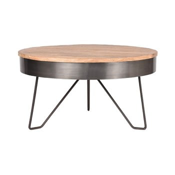 Măsuță cu blat din lemn de mango label51 saran, ⌀ 80 cm, gri