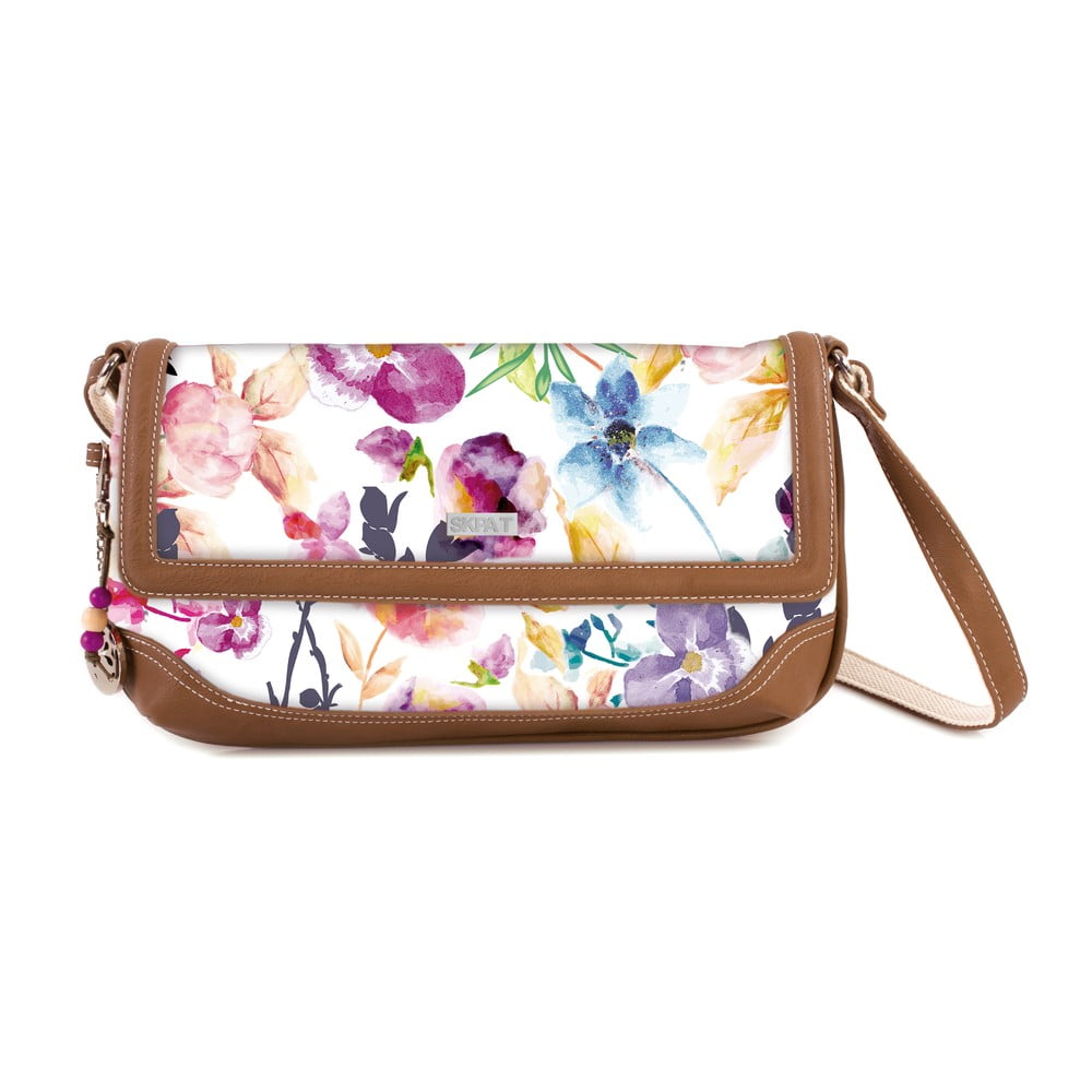 Bílá kabelka s barevnými květy SKPA-T, 30 x 17 cm
