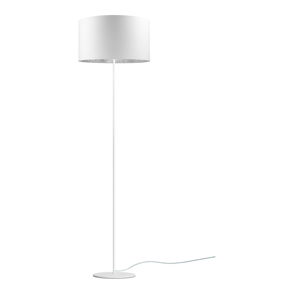 Bílá stojací lampa s detailem ve stříbrné barvě Sotto Luce Mika, ⌀ 40 cm