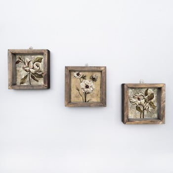 Set 3 tablouri vintage, 15 x 15 cm