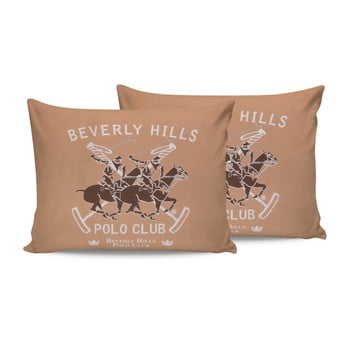 Set 2 fețe de pernă din bumbac beverly hills polo club marro, 50 x 70 cm, maro