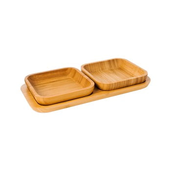 Set 2 boluri și 1 platou din bambus bambum neto