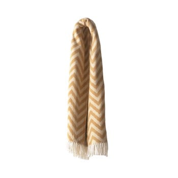 Pled din amestec de bumbac euromant chevron, 140 x 180 cm, maro