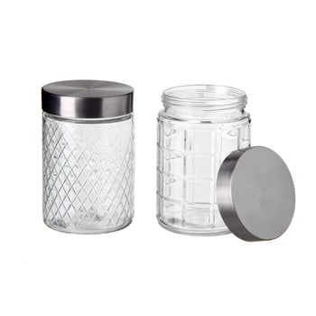 Set 2 borcane unimasa steel cubic, 1300 ml