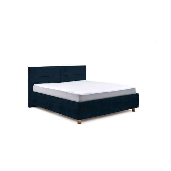 Tmavě modrá dvoulůžková postel s roštem a úložným prostorem ProSpánek Grace, 160 x 200 cm