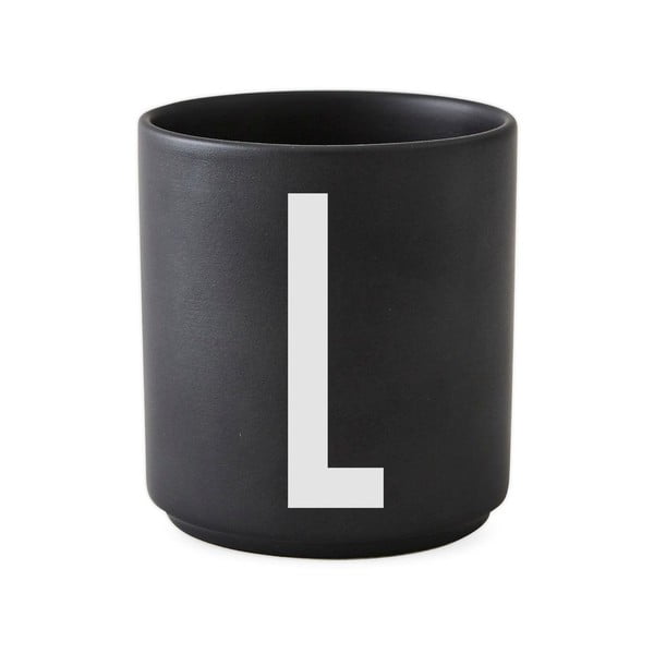 Černý porcelánový hrnek Design Letters Alphabet L, 250 ml