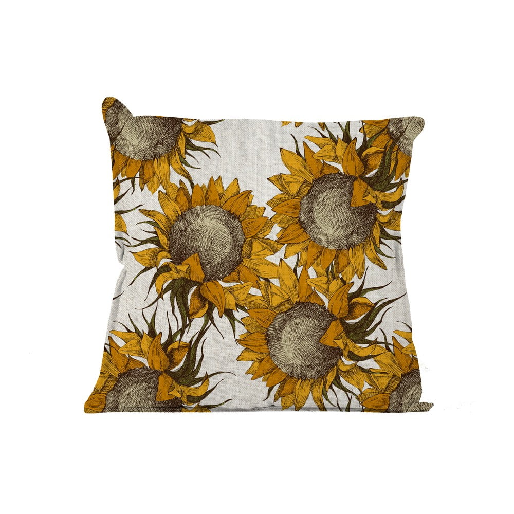 Béžový polštář s motivem slunečnic Really Nice Things Sunflower, 45 x 45 cm