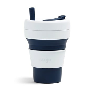 Cană pliabilă stojo biggie indigo, 470 ml, alb - albastru