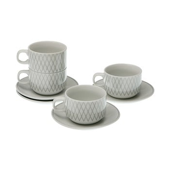 Set 4 căni pentru ceai cu farfurie și suport versa diamond