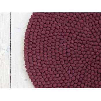Covor cu bile din lână wooldot ball rugs, ⌀ 90 cm, vișiniu închis
