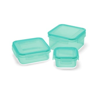 Set 3 recipiente cu capac pentru mâncare addis clip and close squareblue haze